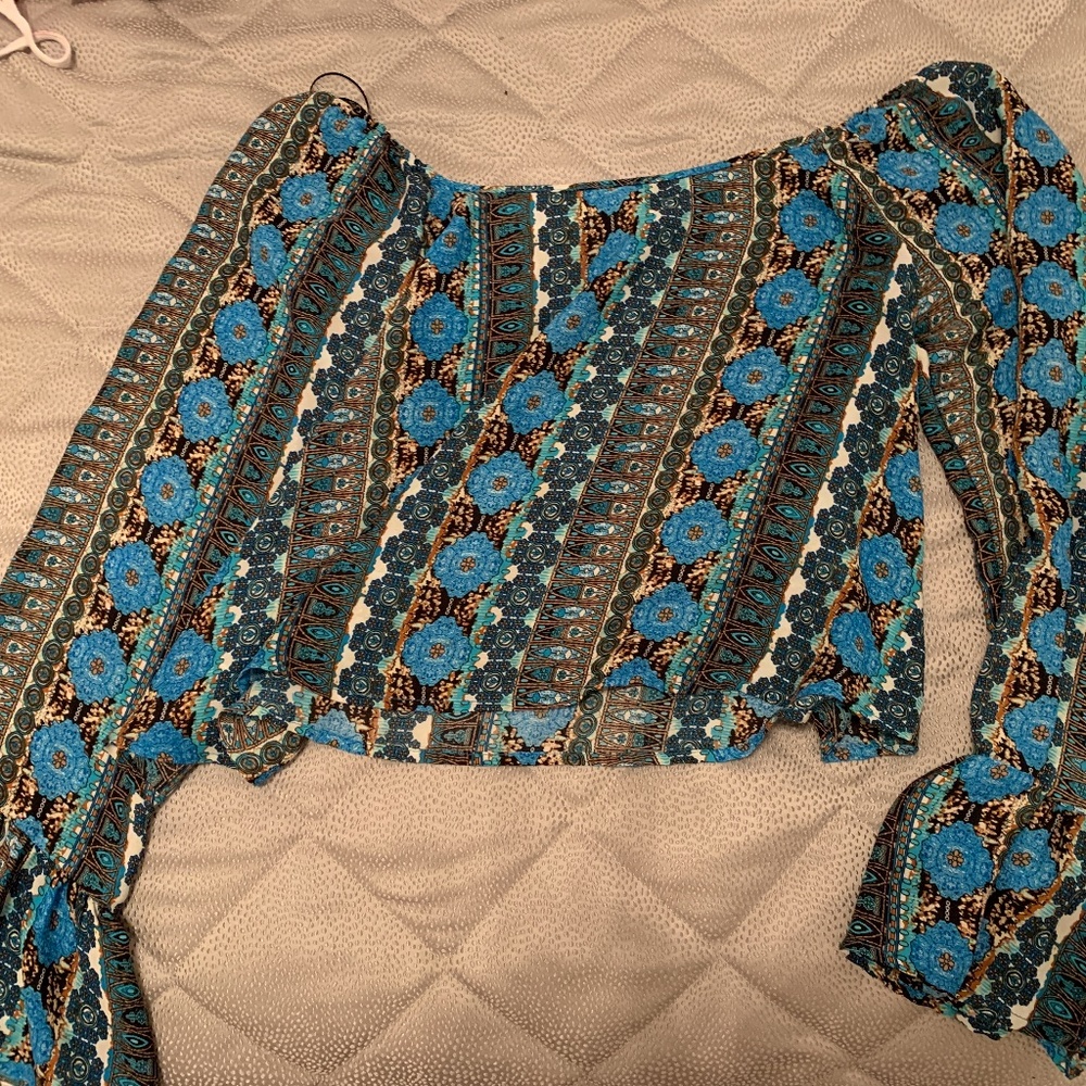 printed off the shoulder top